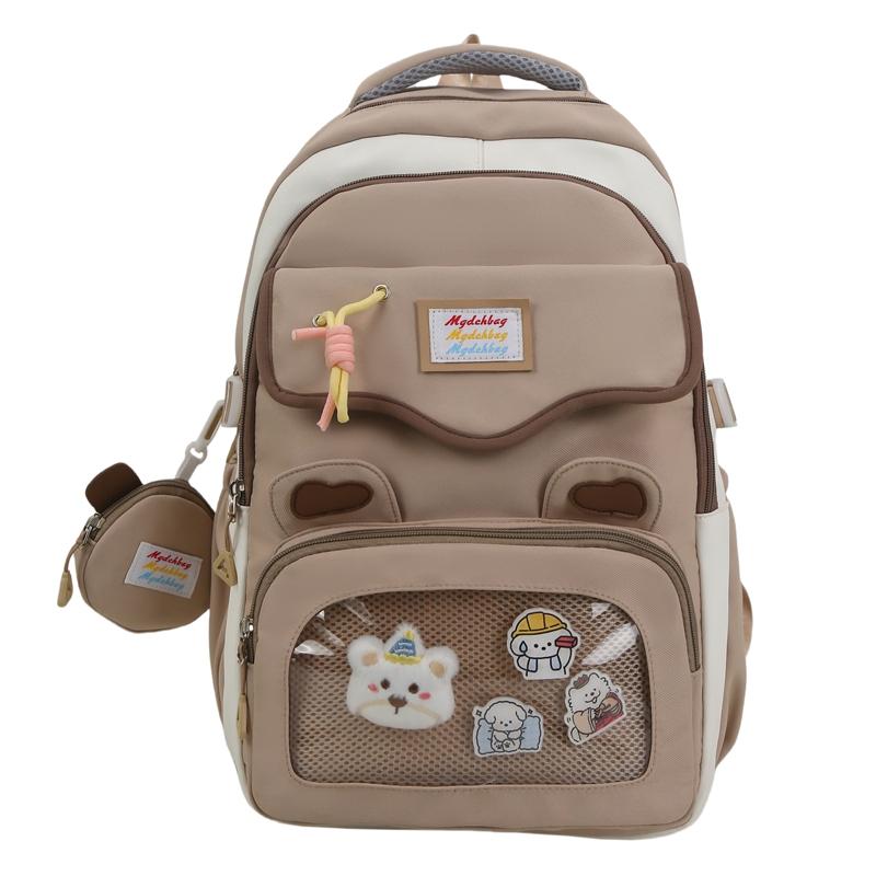 

Женский рюкзак большой вместимости, многосекционный, студенческий школьный рюкзак с цветными блоками и кошельком для монет хаки