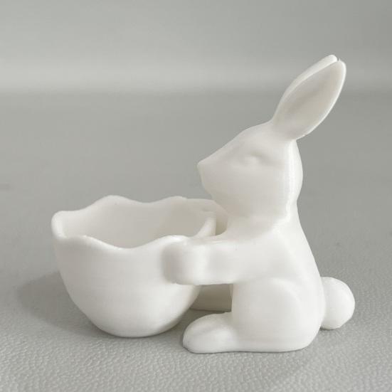 Великодній Зайчик Цукерниця 3D-друкований Кролик Тарілка для Закусок Декоративна Ваза для Десертів Горіхів для Великодньої Вечірки Настільний Декор для Дому