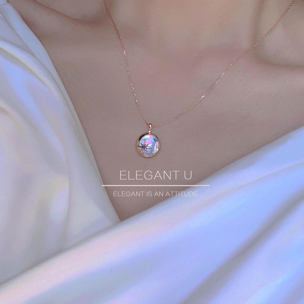 Starry River S925 Silver & 14K Gold-Plated Necklace with Zircon, Mother-of-Pearl, Sapphire, Star & Moon Pendant