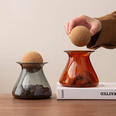 Modern Tea Canisters Borosilicate Stained Glass Storage Jars Coffee Bean Jars Cork Ball Storage Jars Sealed Tea Organizer