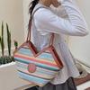 2025 New Rainbow Straw Woven Heart Texture Casual Fashion Large Capacity Vegetable Basket Handbag Tote Bag