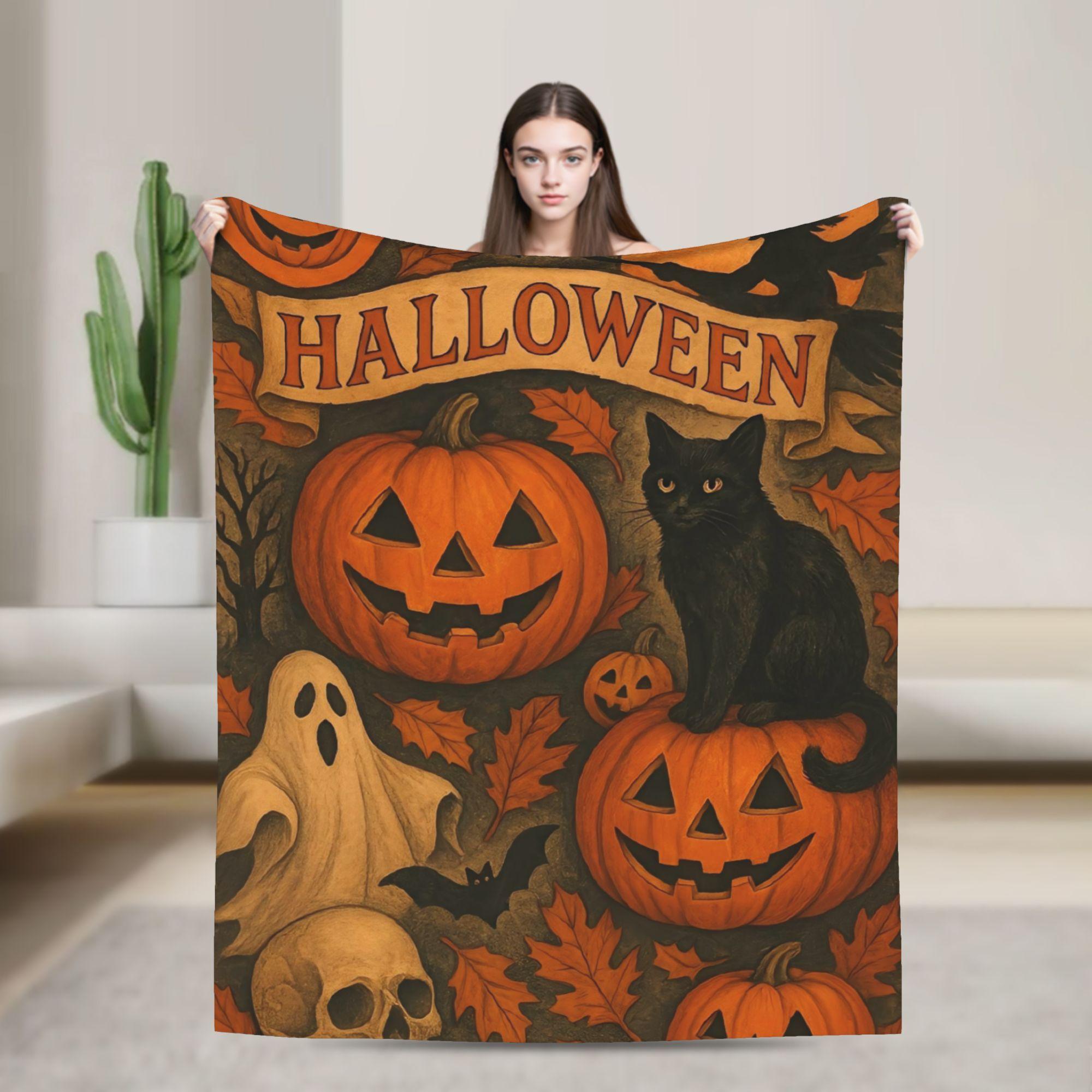 

Halloween Theme Pattern Flannel Blanket Spring Super Soft Throw Blanket Home Decor Comfortable Bedspread Sofa Bed Cover 130x150cm