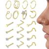 1Set Stainless Steel Nose Stud and Nose Ring Body Piercing Jewelry