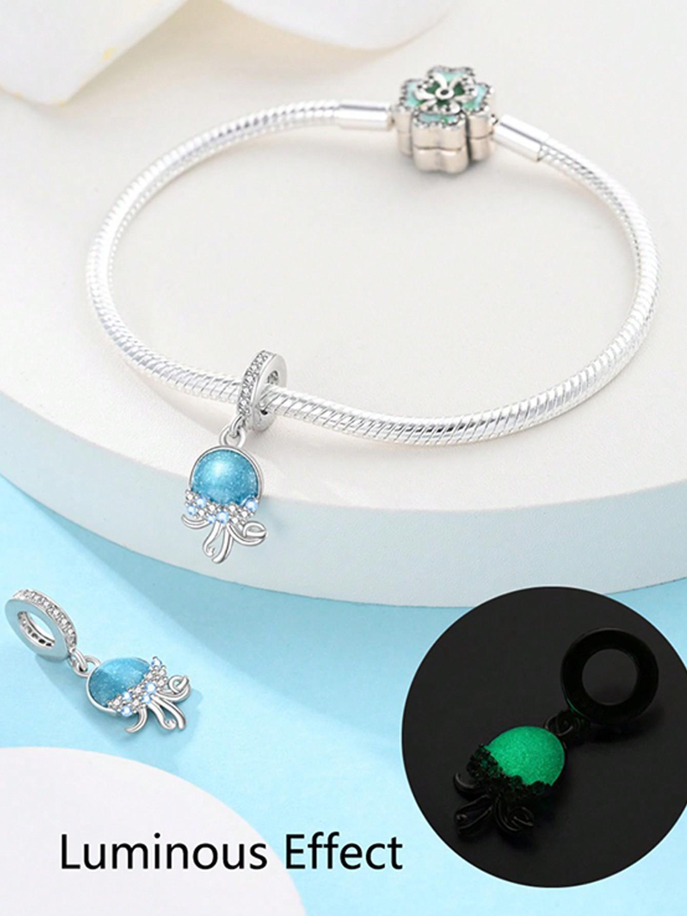 

Charm Bead Charms Plata Marine Bioluminescent jellyfish Bead Charms Charm copper Plated Compatible With Charm Bead Charms Authentic Bracelets for Jewe