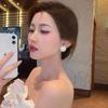 Oversized Alloy Faux Pearl Earrings Statement Drop Earring Studs Women Fashion Jewelry