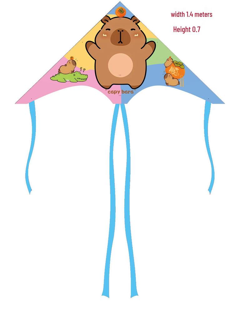 Weifang Cartoon Delta Double-Tail Kite: Handmade, Plaid, Easy-Fly, Curved Edge, Outdoor Toy for Kids