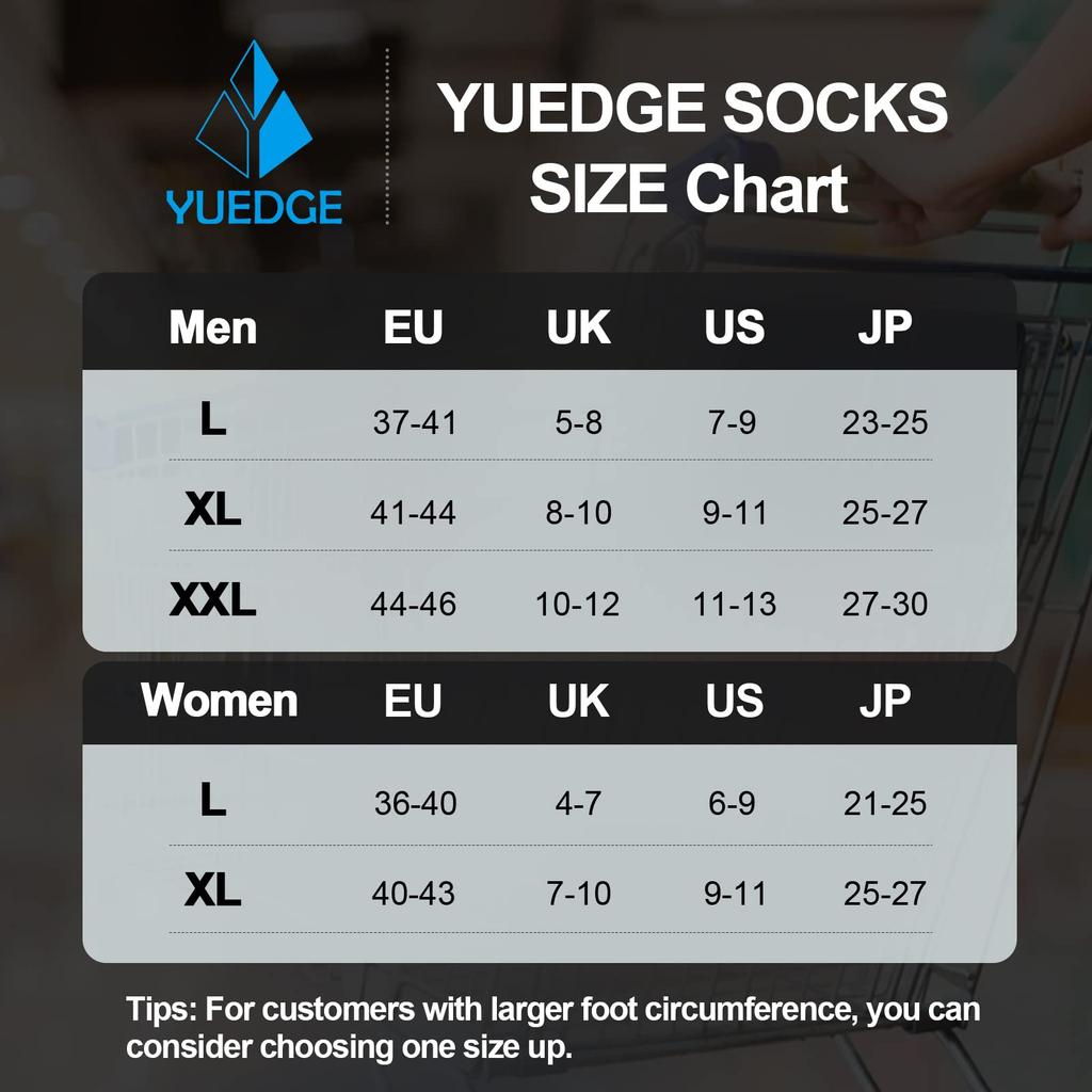 YUEDGE Thick Athletic Socks for Outdoor and Sizes Pack of 5 Men's Work, Hiking, Activities, Trails, More, 26-29cm,