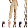 Women Loose Fit Straight Leg Pants with Drawstring Removable Utility Trousers Elastic Waistband Casual Relaxed Style