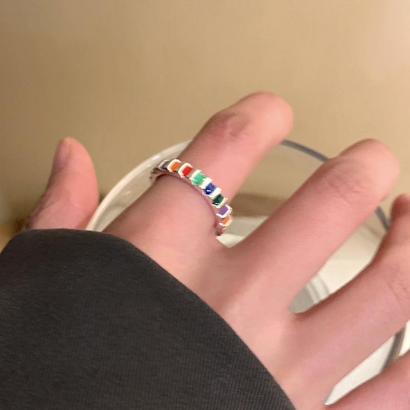 Copper Shaped Heart Adjustable Ring For Women With Vibrant Colorful Zircon Stones Design