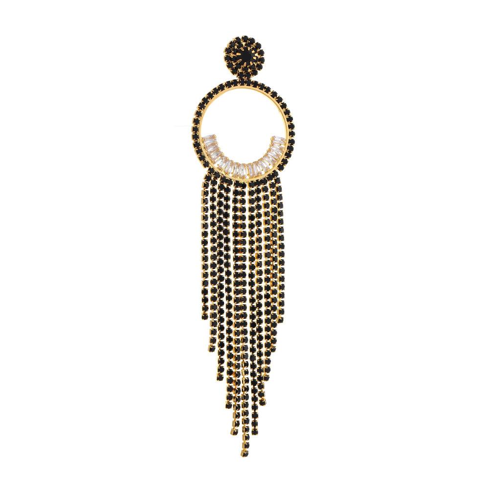 Full Of Diamonds Exaggerated High-End Zircon Rhinestone Long Fringed Earrings Show The Face Thin Earrings Temperament Studs