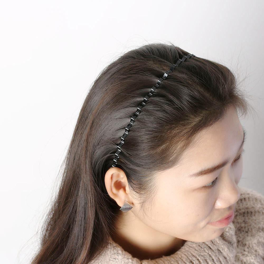 Unisex Band Black Metal Wavy Headband Hairband Hoop