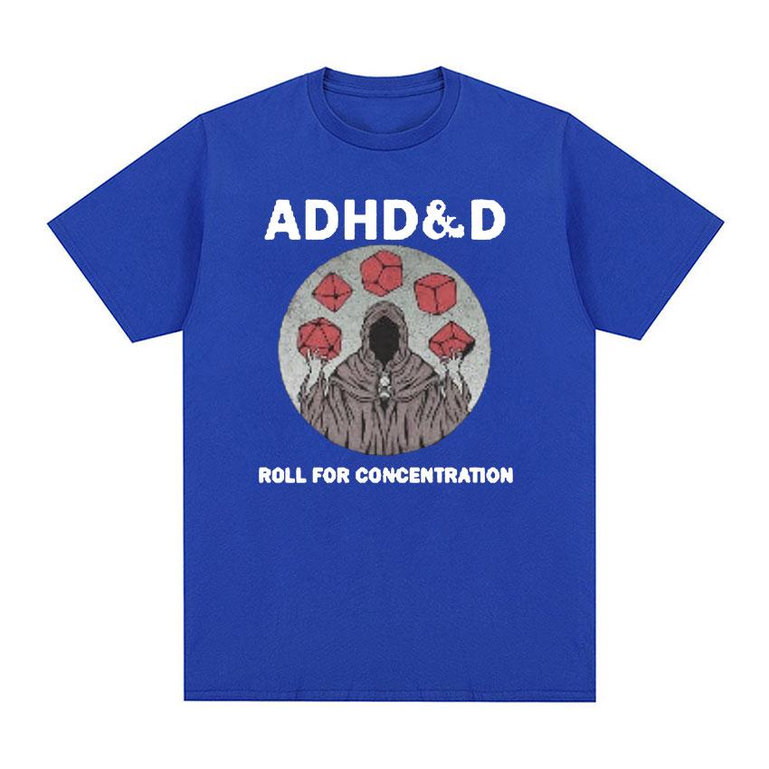 ADHD&D Roll For Concentration Funny Graphic T Shirt Women Unisex Retro Fashion Gothic Clothing T-shirts Casual Cotton Oversized T-shirt