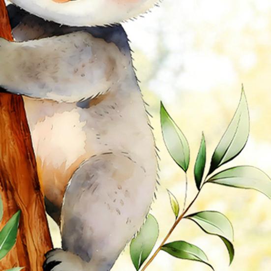 Removable Koala Window Cling Cute Koala on Branch Sticker Watercolor Animal Static PVC Decals for Kids Baby Bedroom Nursery