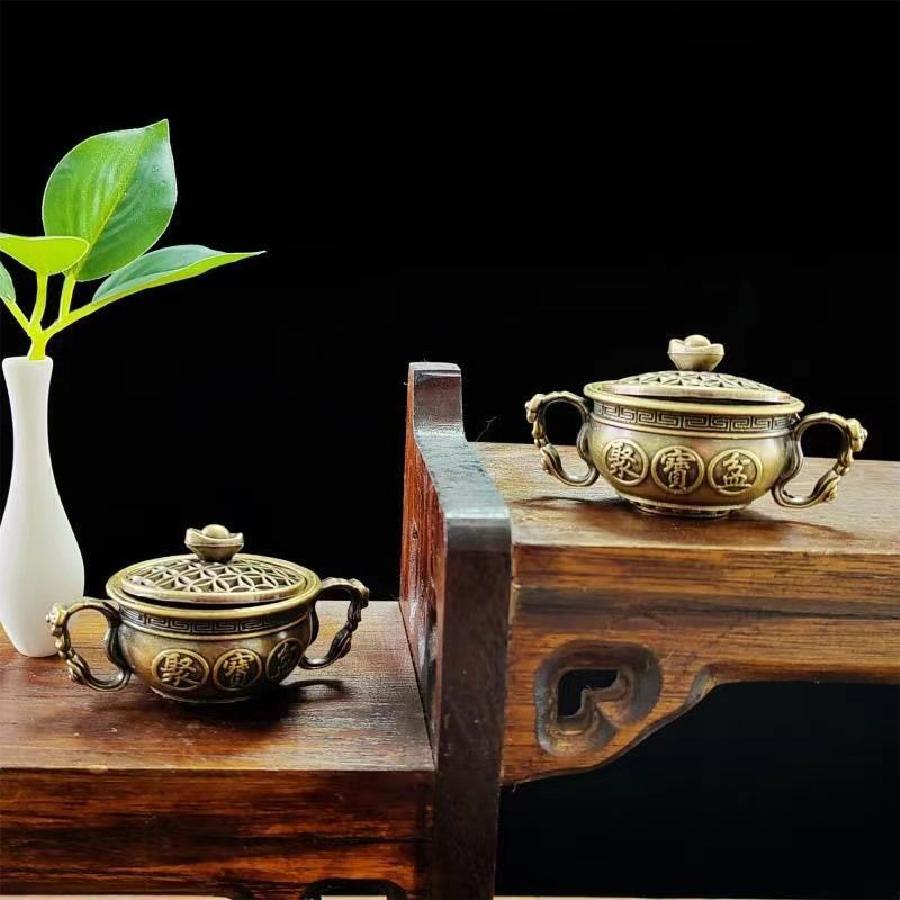 Aromaterapeutická kamna Bůh bohatství Malá kadidelnice, Mísa pokladů, Třínožý Qilin Božské zvíře Kadidelnice