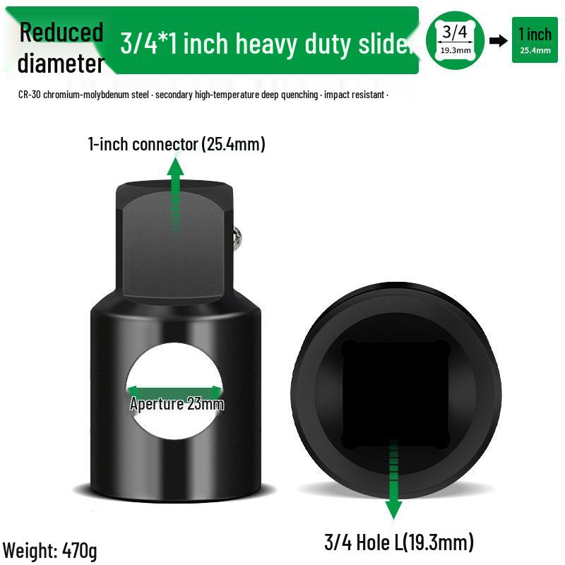 Heavy Duty Chrome Moly Steel Socket Adapter for 1/2 to 3/4-inch or 1-inch Ratchet Wrenches