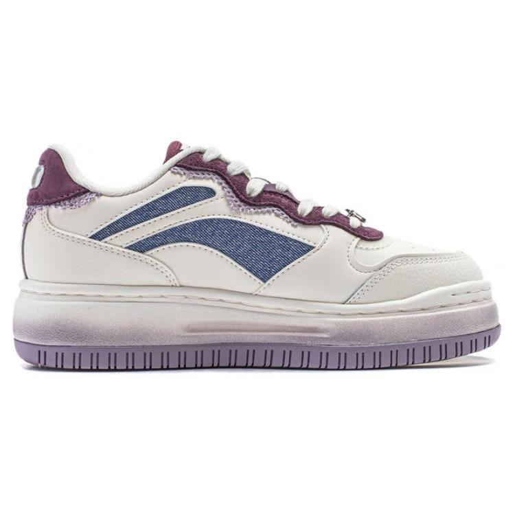 New LiNing Future C1 Slip Resistant Cushioning Wear Resistant Support Low Top Skateboard Shoes Women's White Purple AGCU032-3
