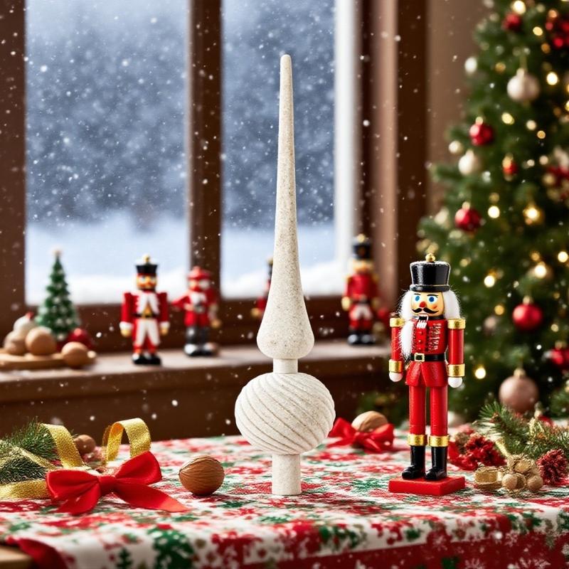 Long Pointed Flocking Plastic Christmas Tree Toppers Portable Easy Setups Festival Ornament for Indoor Decorations