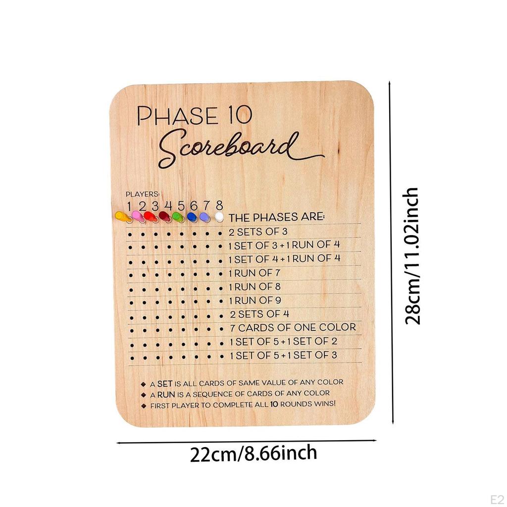 Phase Ten Score Sheets ,Table Board Card Game Accessories, Classic Multifunction Wood