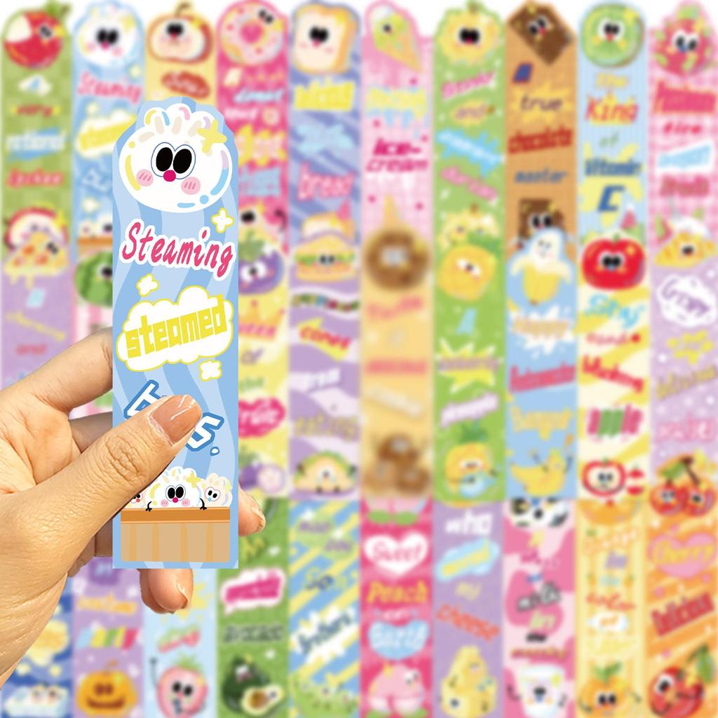 30pcs Cartoon Food & Fruit Series Bookmarks, Colorful Fun Reading & Labeling Paper Cards for Reading and Food Lovers