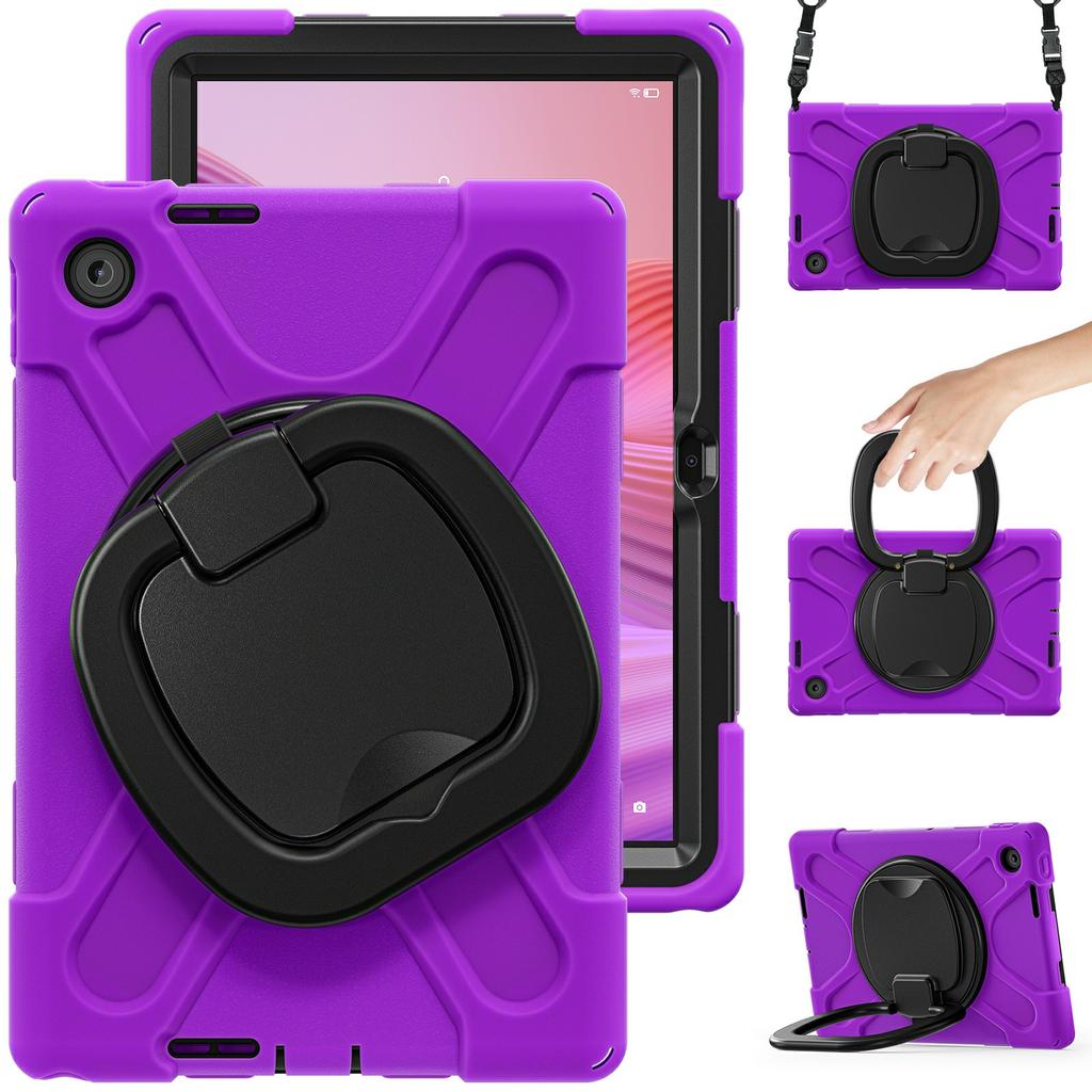 For Lenovo Tab 10.1 (2025) TB311XU2/Zhaoyang K10C Case with Shoulder Strap TPU + PC + Silicone Kickstand Tablet Cover