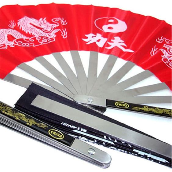 Stainless Steel Tai Chi Fan Decorative Folding Fans Chinese Kung Fu Fan for Performance Dance, Arts Dance, Training, Sports, Decorations, Festival,