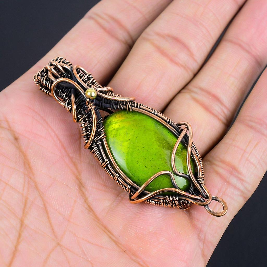 Green Flash Labradorite Pendant Gemstone Jewelry, 999 Copper Wire Wrapped Pendant, Handmade Jewelry Birthstone Pendant, Gift For Him