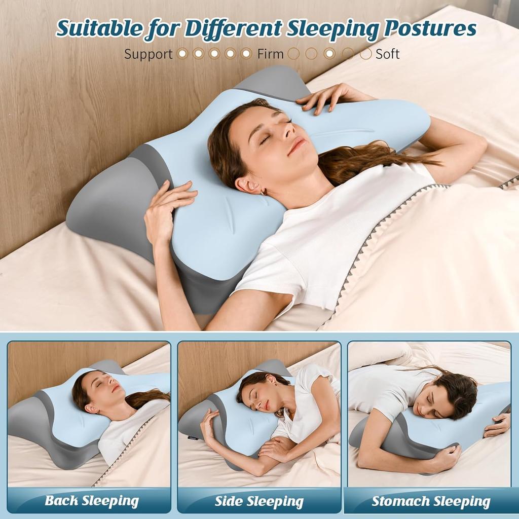Cervical Neck Pillow - Cooling Pillow for Neck Pain Relief, Ergonomic Side Sleeper Pillow for Sleeping, Contour Memory Foam Pillows for Neck Support,