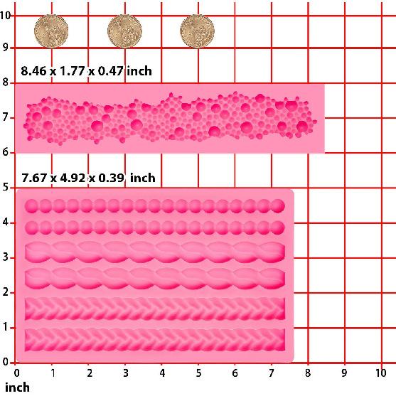 2 Pieces Rope and Pearl Silicone Molds Fondant Chocolate Bubble Mold for Cake Decoration Cupcake Topper Kitchen DIY Baking Tools