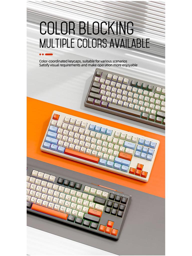 Wolf M87 Dual-Mode Wireless Silent Gaming Keyboard with Russian Keys