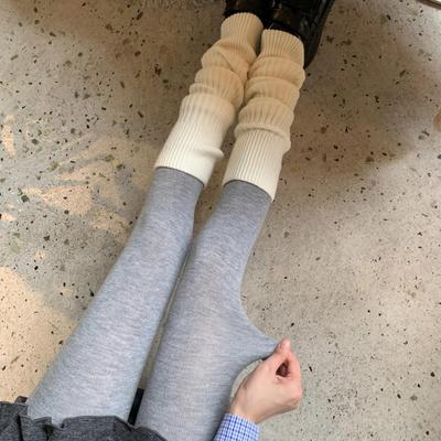Gray Autumn-Winter Slimming Wool Leggings with Foot Design - Women's Thickened Cashmere Tights