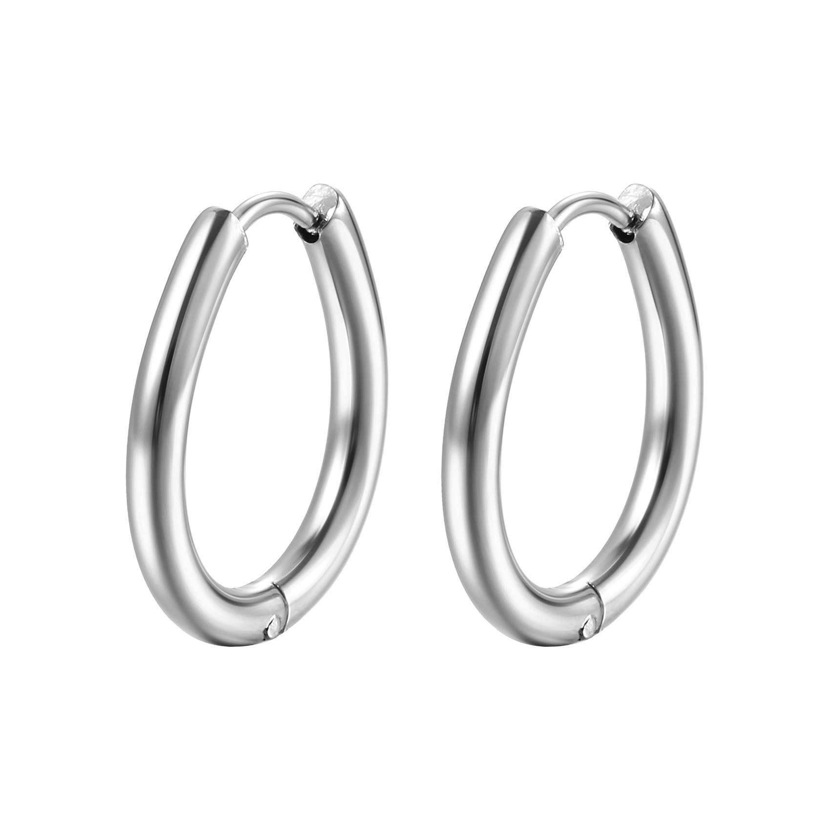 Geometric Irregular Stainless Steel Oval Polygon Earrings - Trendy European and American Style
