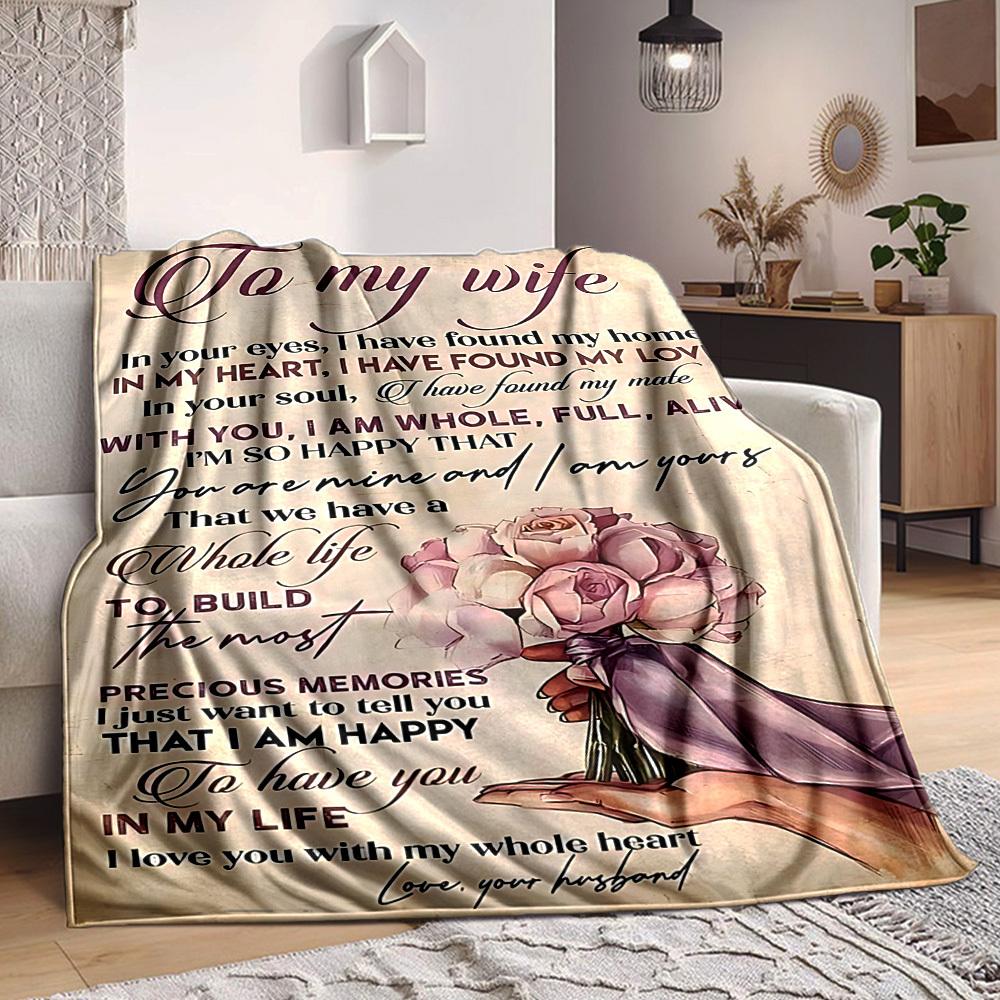1pc Love Envelope for Wife Blanket, Lightweight Flannel Throw For Sofa, Bed, Travel, Camping, Livingroom, Office, Couch, Chair