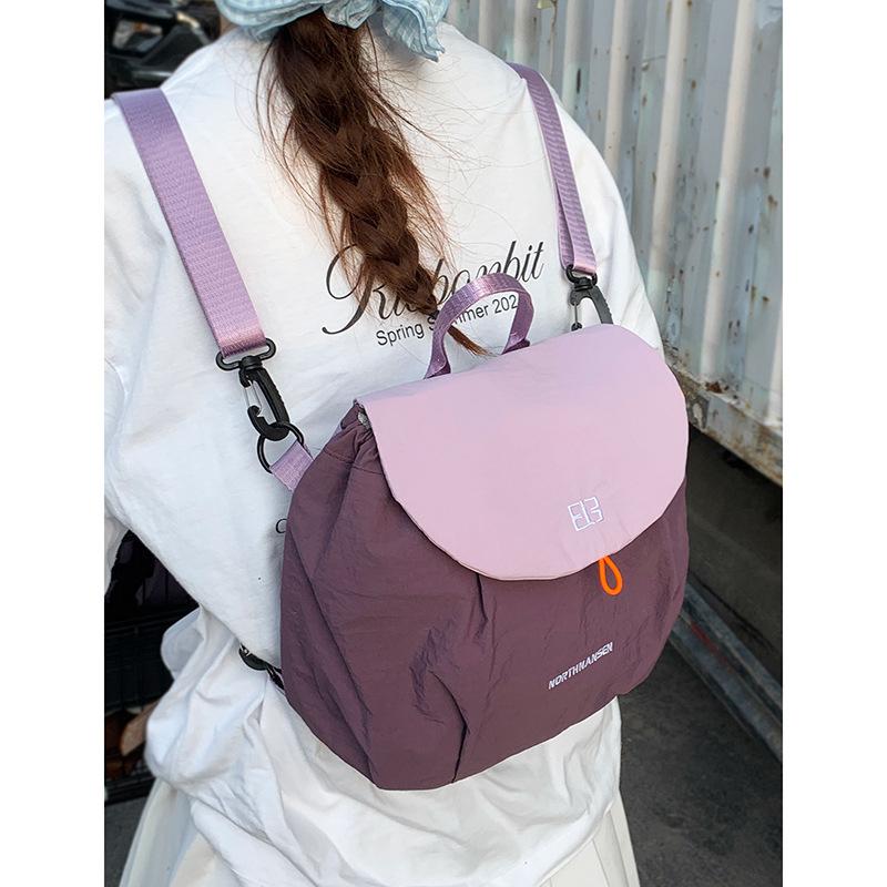 

Contrasting nylon backpack 2025 new student Korean version backpack large capacity college style leisure travel bag фиолетовый