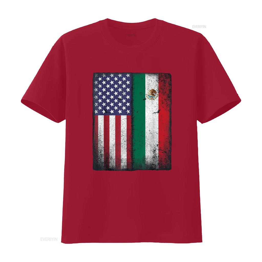 Mexican American Flag Mexico Usa Mexicana Mexicano T Shirt vintage Washed Stretched Slightly graphic Casual homme Soft Stylish