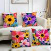 Colorful Floral Pattern Cushion Cover Pillow Case Short Plush Square Throw Pillow Covers Pillowcase Sofa Home Decor Gift