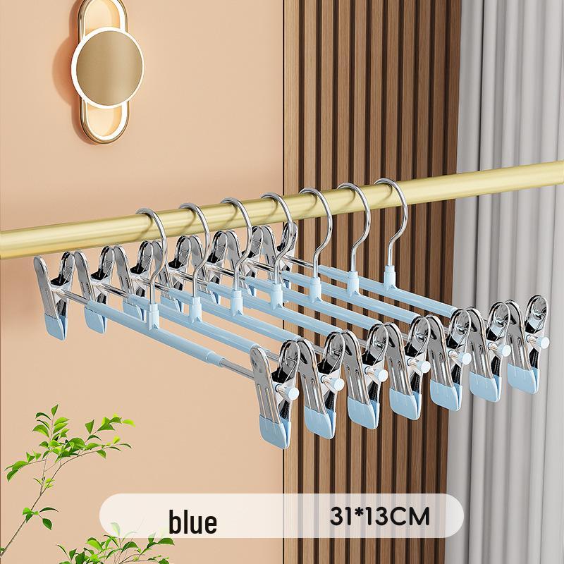 Anti-Slip Telescopic Stainless Steel Trouser and Skirt Hanger with Plastic Grip