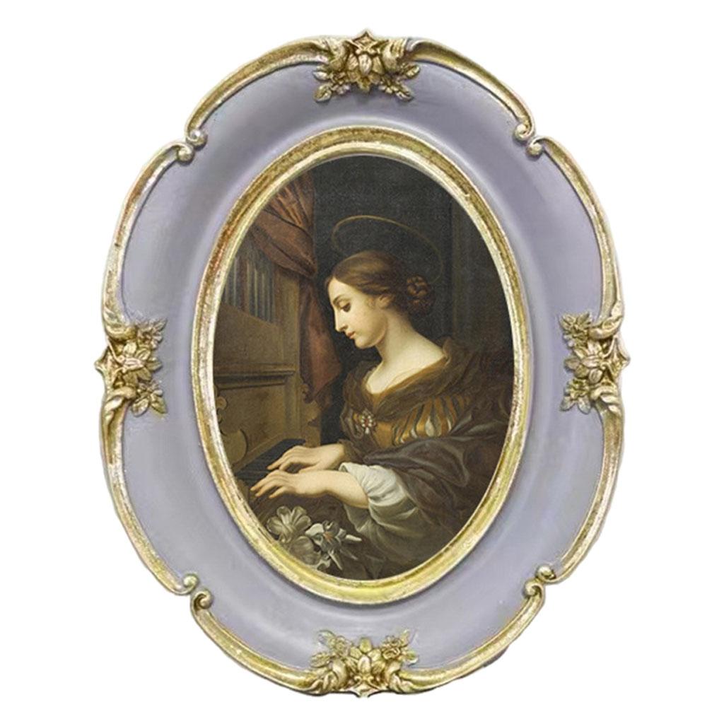 

Resin Flower Photo Frame Oval Shape Antique Frames for Wedding Home 10x15 cm