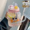 Wen Su Cute Glass Water Bottle with Handle and Straw