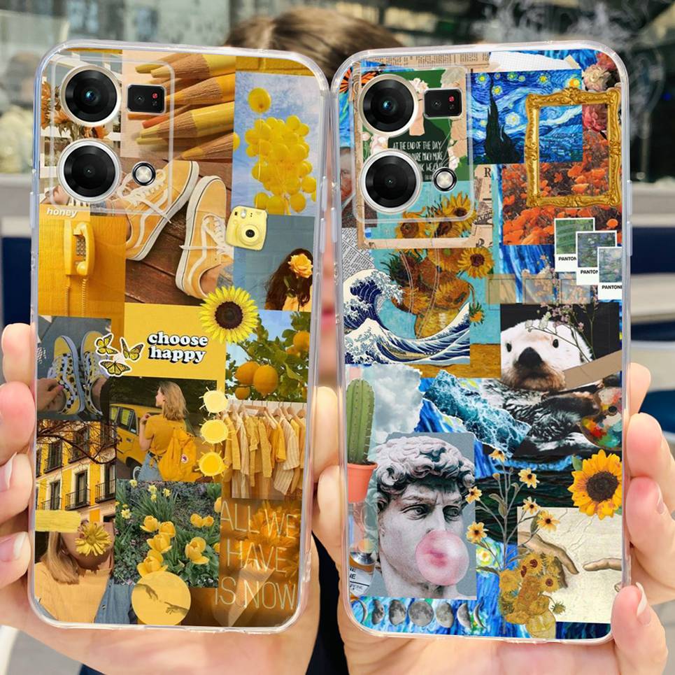 For Oppo Reno7 4G Case CPH2363 Oppo Reno7 Lite 7Z Lovely Painted Cover Soft TPU Phone Case For Oppo Reno 7 5G 7Pro Back Cover