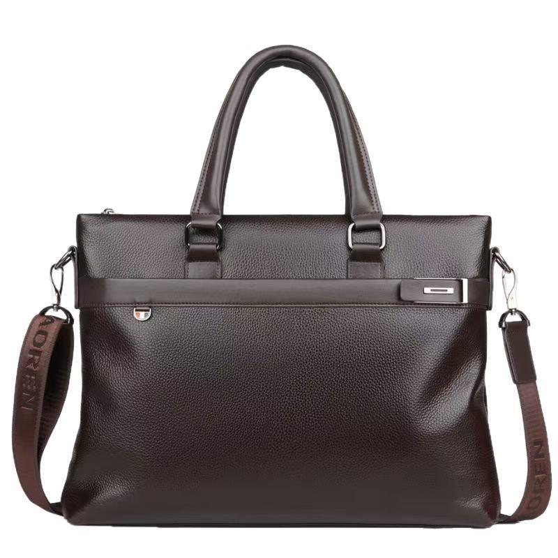 First Cowhide Briefcase Men's Single-shoulder Bag Crossbody Business Travel Genuine Leather Handbag Trendy Computer Bag for Men