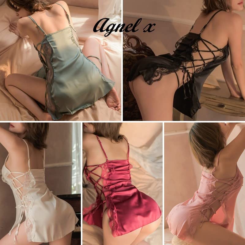 Sexy Lingerie Inner Underwear Nightwear One Piece Setup X033 [Agnel x] See-Through Women's (Black, Free)