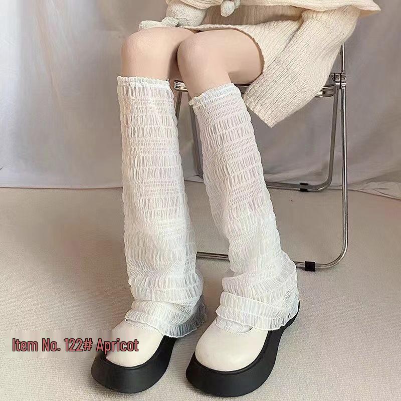 Japanese Lolita Hollow Fishnet Mid-Calf Socks, Sun Protection, Summer Thin Style, Garter Lace.