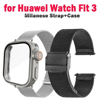 Metal Strap +Case for Huawei Watch Fit 3 Mesh Watchband Metal Correa for Huawei Watch FIT 3 Band Wriststrap