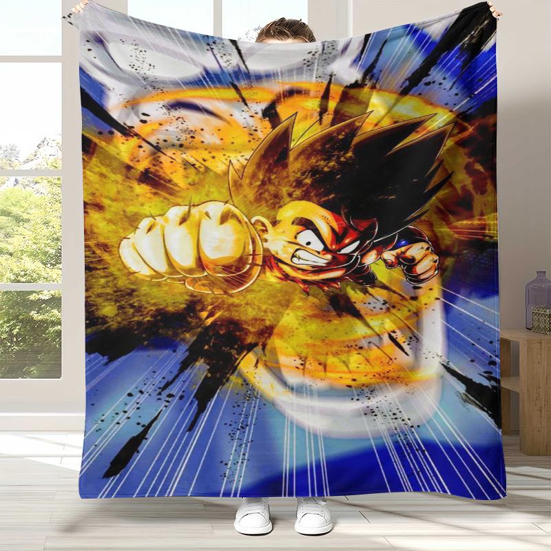 Anime D-Dragon Ball Game Cartoon Flannel Blanket,Ultra Soft Warm Plush Throw for Home Bedroom Bed Sofa Cover Office Camping