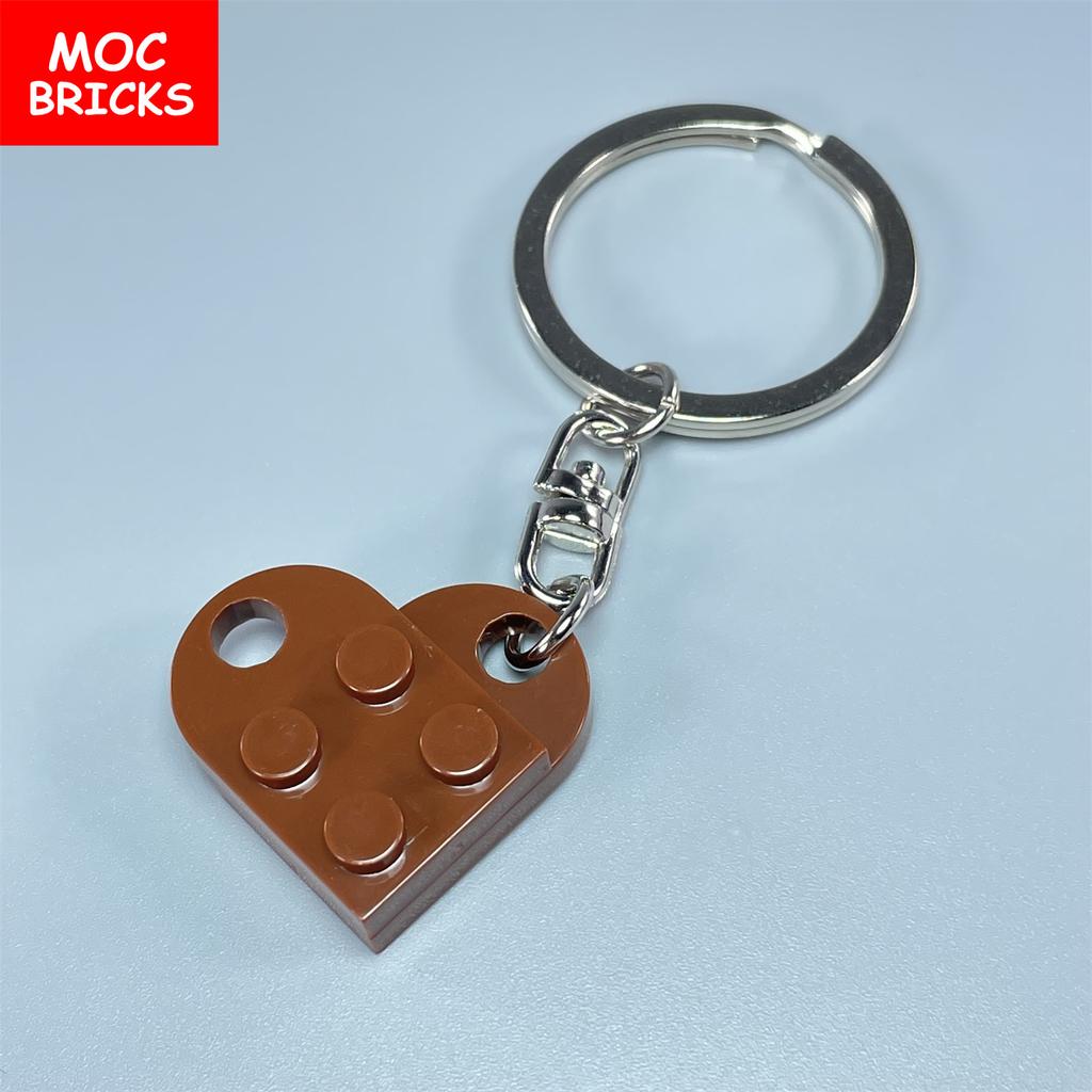 Non-Toxic Moc Bricks Heart Key Chain Plate Modified 2X3 With Hole 3176 Coupling Love Thanksgiving Educational Building Block Lovers Gift