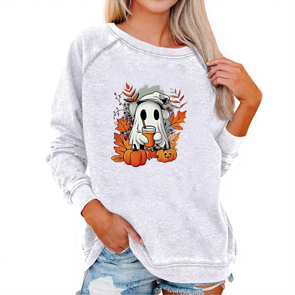 Women's Casual  Raglan O-neck Long Sleeve Halloween Print Top