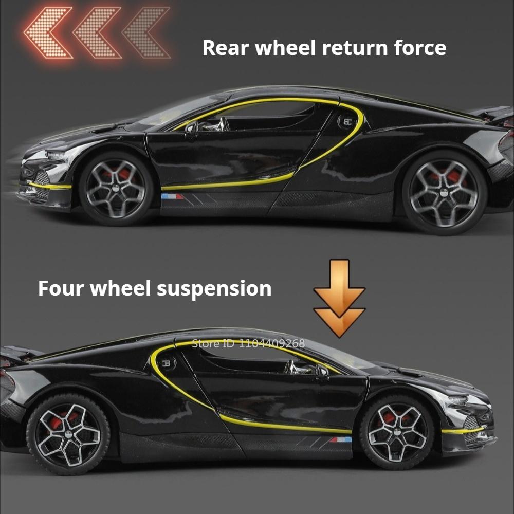 1:24 Tourbillon Atlantic Car Model Toy Wheel Steering Sound Light Pull Back Sports Cars Miniature Models Collecting Ornaments