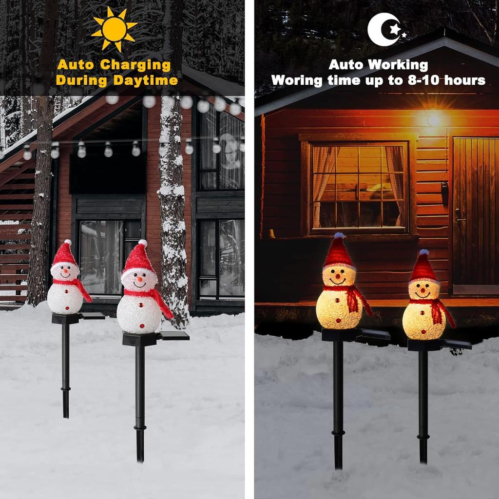 Solar Christmas Snowman Lights Garden Atmosphere Decorative Lights Waterproof Resin Garden Lights Landscape Lights Lawn Floor Insert Lights