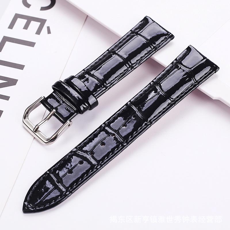 Red Bamboo Joint Pattern Genuine Leather Watch Strap, Unisex