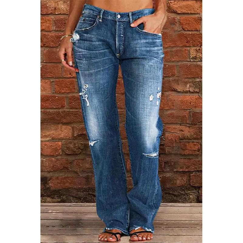 Women's Tulip High Waist Raw Edge Jeans NK205